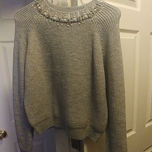Grey jeweled sweater